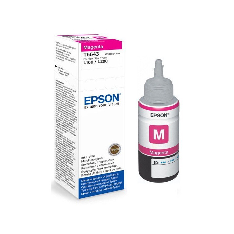 BOUTEILLE D'ENCRE ADAPTABLE EPSON T6643 MAGENTA 70ML L100/200/800
