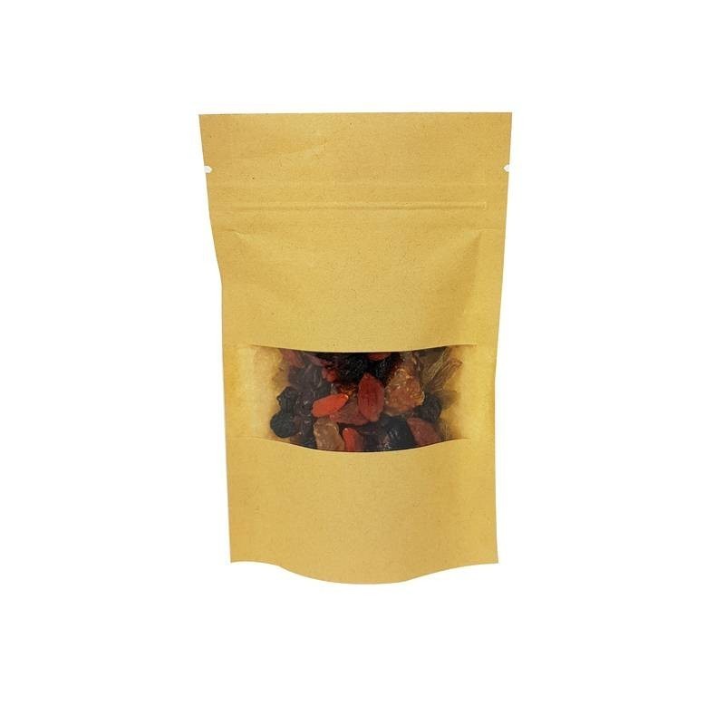 Pochette zip en Kraft avec fenêtre 18*26