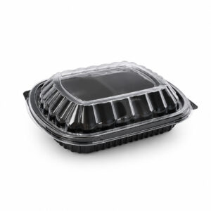 Barquette noire micro-ondable avec couvercle – 1 compartiment