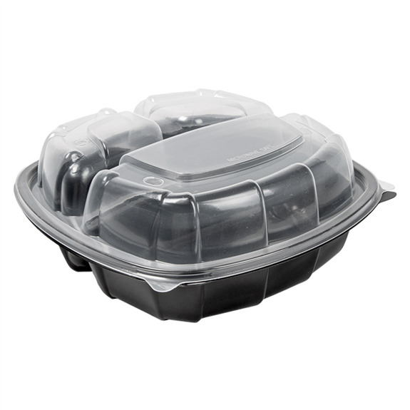 Barquette noire micro-ondable avec couvercle– 3 compartiments